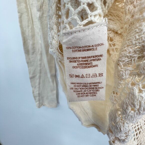 Free People Cream Ivory Long Sleeve Lace Back Women's Long Sleeve Shirt Sz. XS - Picture 8 of 10
